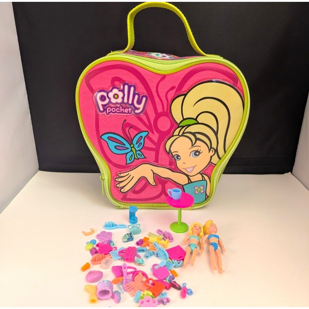 Polly Pocket 3in Doll Playset Lot w/ Storage Case, Accessories, 2000s sunglasses